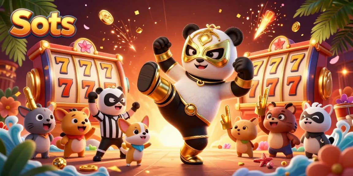 Engage with vibrant Slots action featuring a playful mascot and a lively crowd at a casino scene.