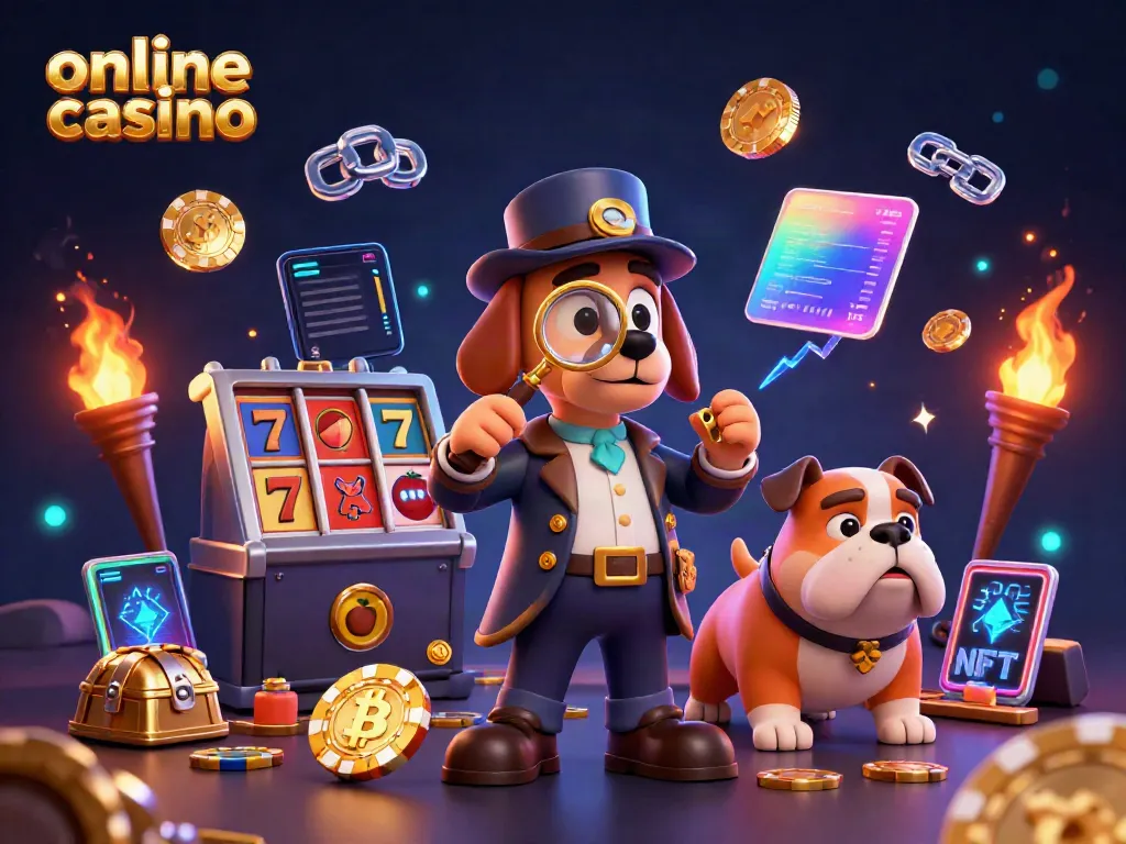 Engage with our vibrant online casino scene featuring suspenseful poker clues and winning slot symbols.