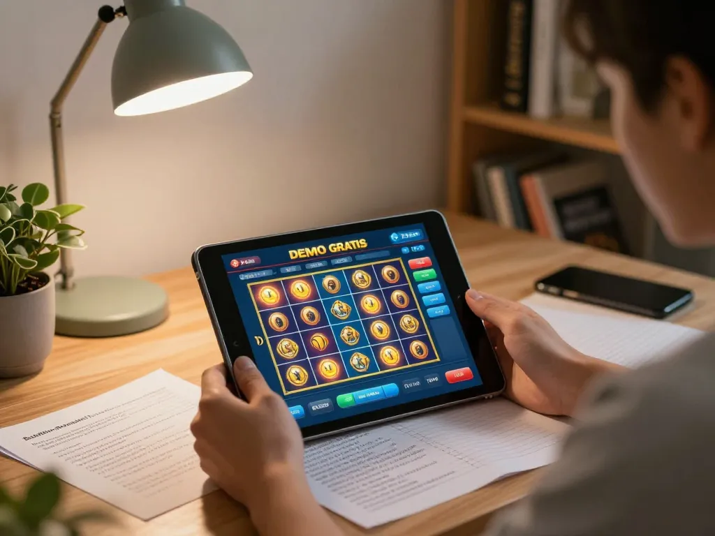 Terlibat dalam permainan PG Soft Demo Gratis di tablet selama sesi permainan santai di rumah.