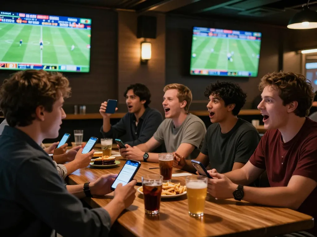 Excited fans engage in soi kèo activities during a live sports betting event