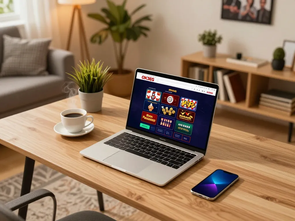 Engaging in strategic online gaming at OK365, showcasing dynamic casino interface and personal setup