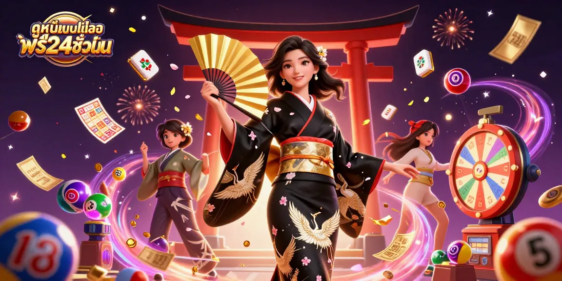 Engaging scene capturing ดูหนังออนไลน์ฟรี24ชั่วโมง with vibrant gambling elements and a graceful character.