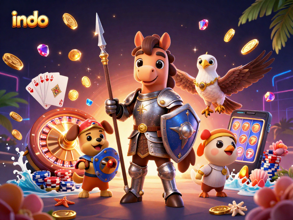 Experience thrilling gaming adventures with Indo's dynamic 3D casino illustration.