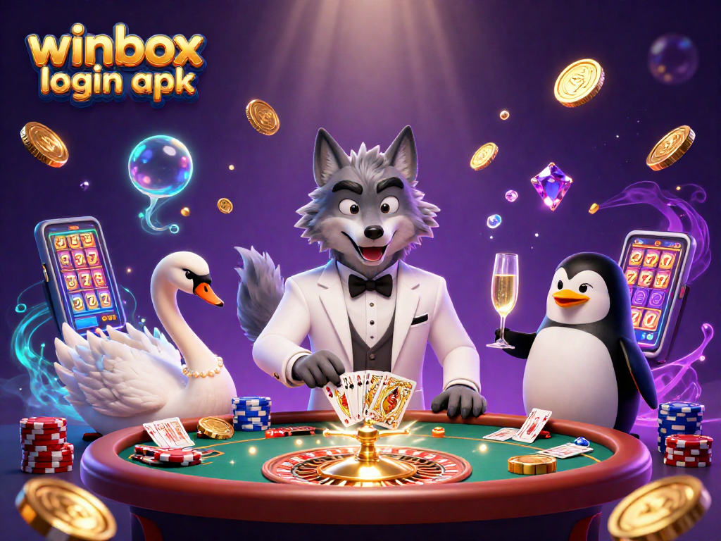 Experience thrilling wins with winbox login apk featuring a debonair wolf at a baccarat table.