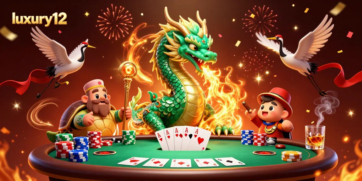 Permainan kartu poker memikat di luxury12 dengan naga hijau dan kura-kura bijak!