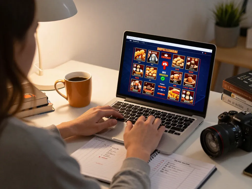 Engaging with Canadian online casinos on a laptop while tracking game strategies.