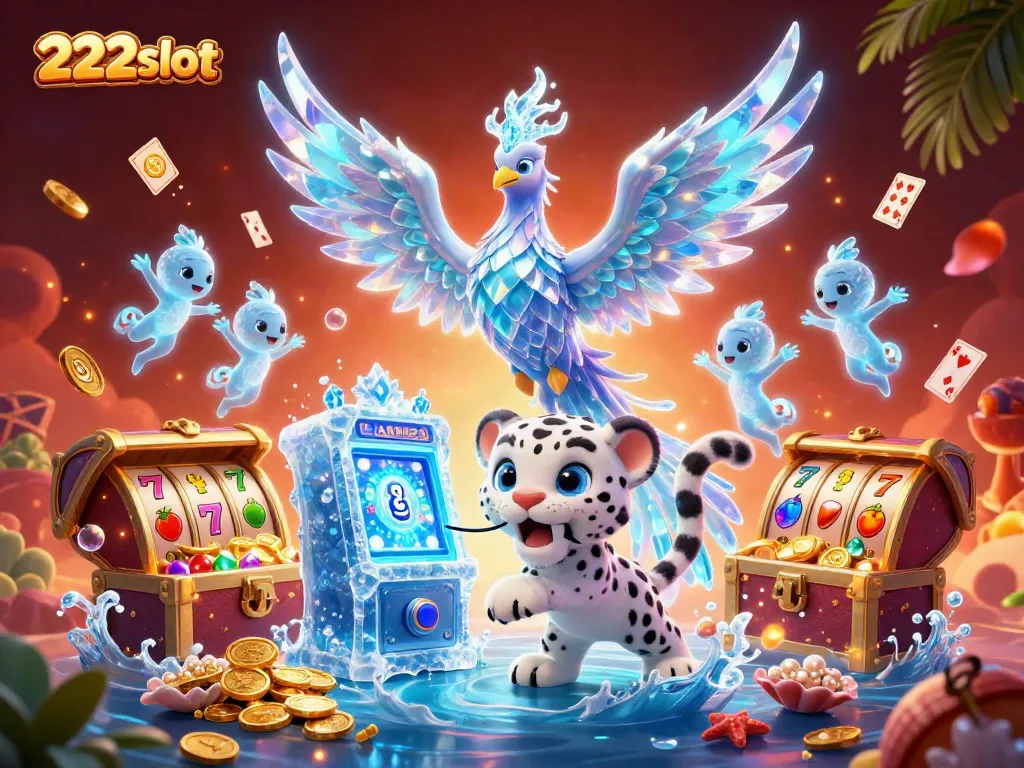 Gameplay menarik di 222slot dengan simbol jackpot dan slot dalam suasana sinematik.
