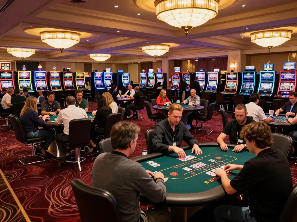 Players engage in strategic gameplay while enjoying the vibrant atmosphere at casinosscope casino floor.