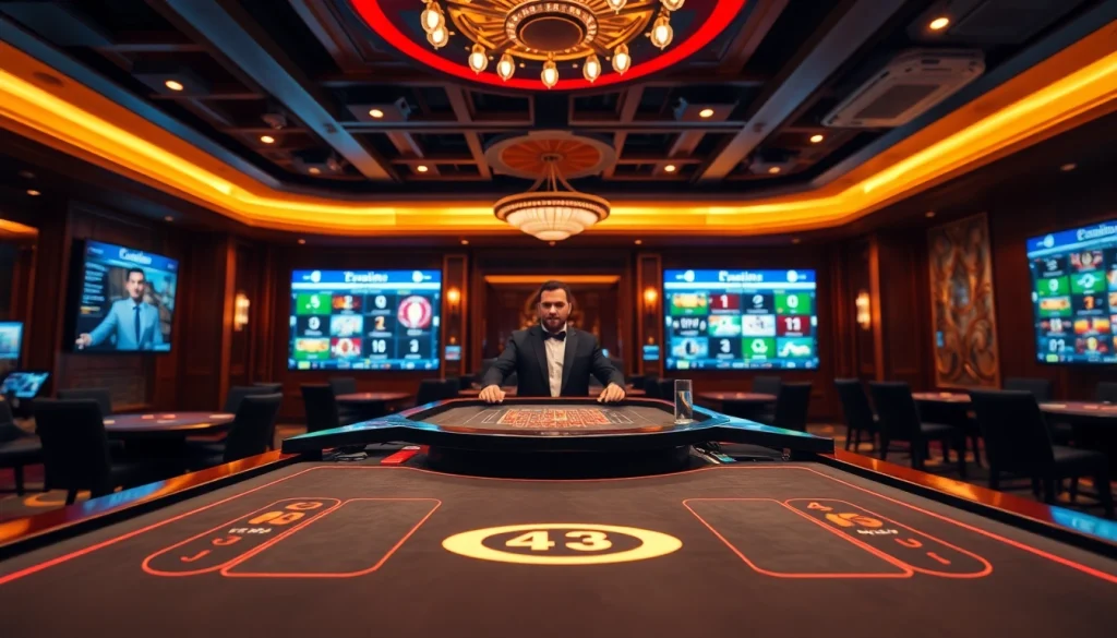 에볼루션 라이브 카지노의 매력적인 테이블이 있는 공간을 보여주기