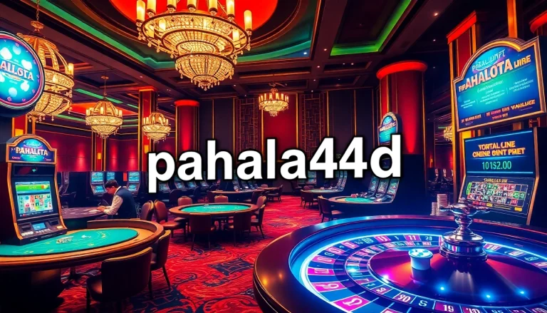 Pahala4d slot machine in a luxurious casino, showcasing vibrant gaming activities.
