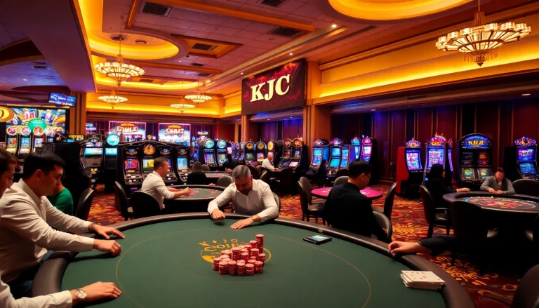 KJC-themed casino experience showcasing vibrant poker action and luxury gaming elements.