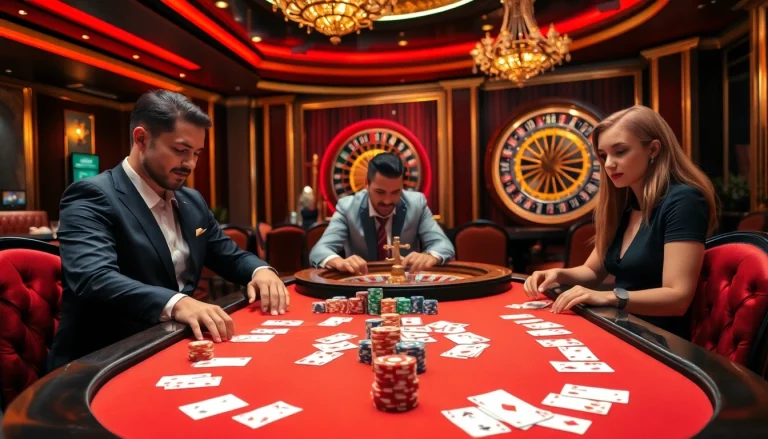 Momen kasino yang mendebarkan menampilkan kegembiraan Datuk Win dengan tumpukan chip berwarna-warni dan kartu di meja poker.