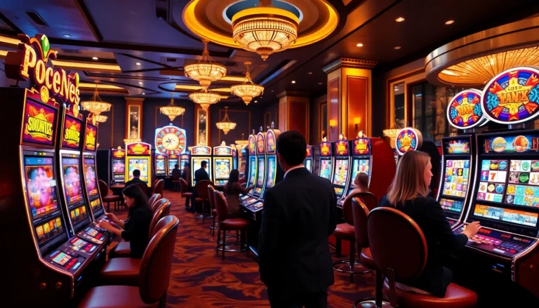 Situs slot gacor players enjoying a thrilling casino experience with vibrant slot machines.