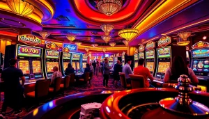 Experience the thrill of IDNSLOT at a vibrant casino featuring glamorous slot machines.